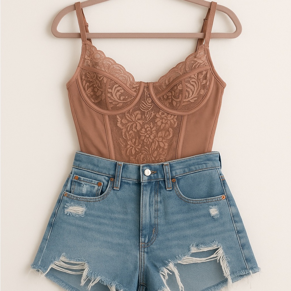 Elegant Lace Brown Women's Top